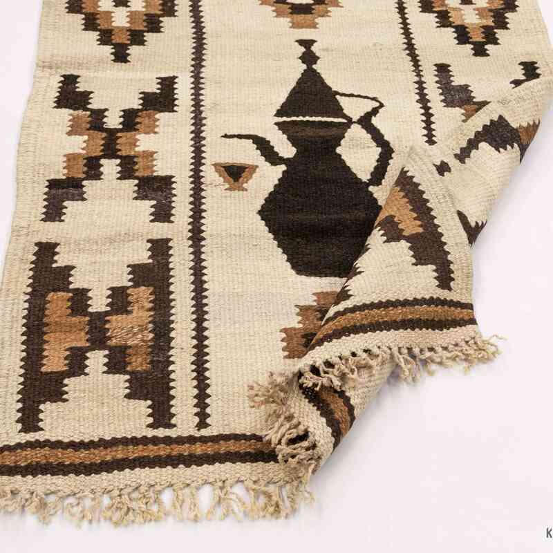 Beige, Brown Vintage Tribal Kilim Runner - 2' 11" x 8' 11" (35" x 107") - K0028620