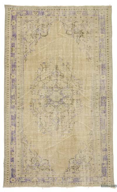 Beige Over-dyed Turkish Vintage Rug - 5' 4" x 9' 2" (64 in. x 110 in.)
