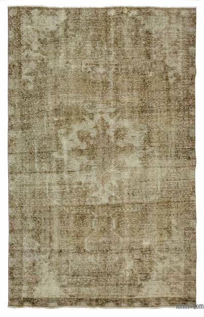 棕色过度染色土耳其复古地毯- 4英尺5英寸× 7英尺3英寸(53英寸)。x 87。)