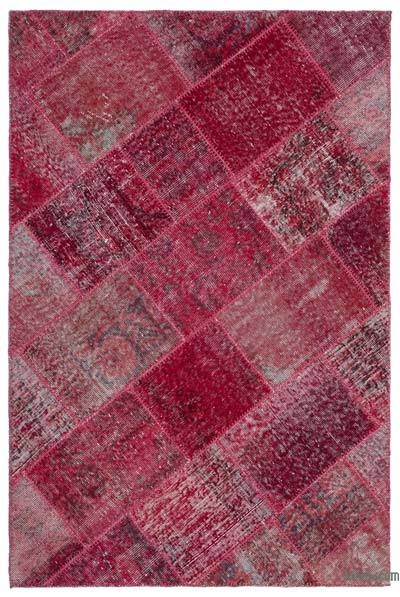 Red Patchwork Hand-Knotted Turkish Rug - 3' 11" x 5' 11" (47 in. x 71 in.)
