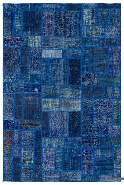 Blue Patchwork Hand-Knotted Turkish Rug - 3' 11" x 6'  (47 in. x 72 in.)
