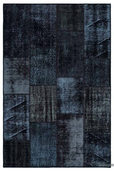 Black Patchwork Hand-Knotted Turkish Rug - 3' 11" x 5' 11" (47 in. x 71 in.)