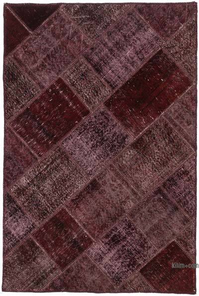 Red Patchwork Hand-Knotted Turkish Rug - 3' 11" x 5' 11" (47 in. x 71 in.)