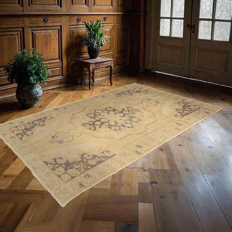 Alfombra Vintage Turca Anudada a Mano - 142 cm x 233 cm - K0033104