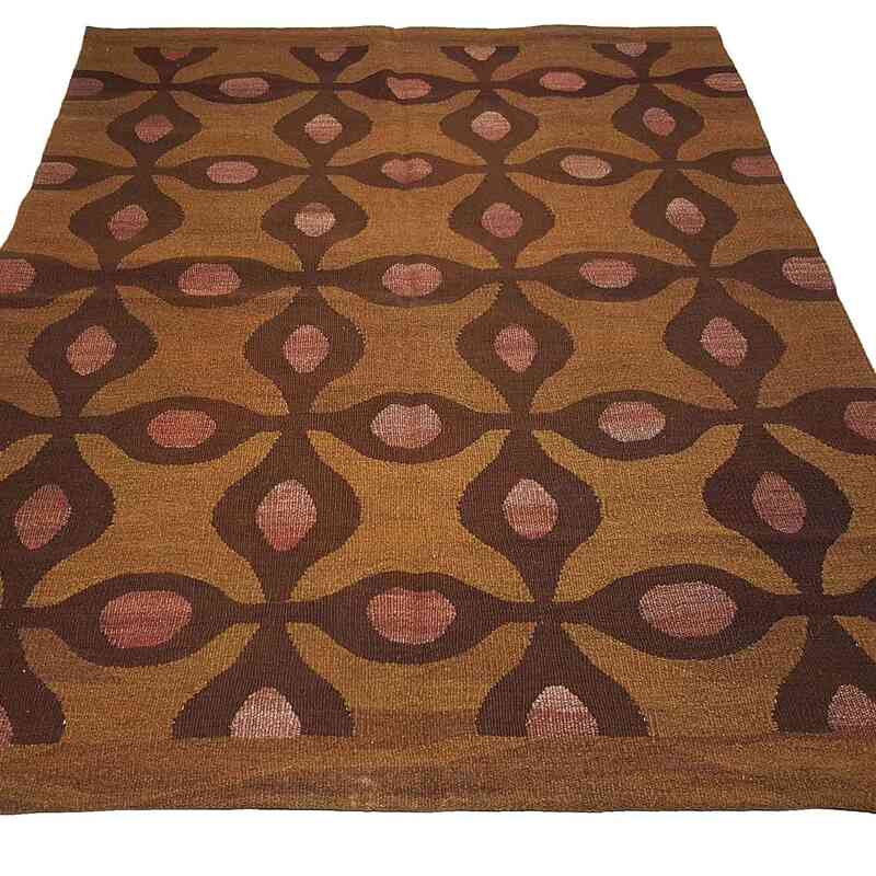 Brown New Handwoven Turkish Kilim Rug - K0033125