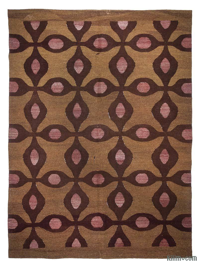 Brown New Handwoven Turkish Kilim Rug - K0033125