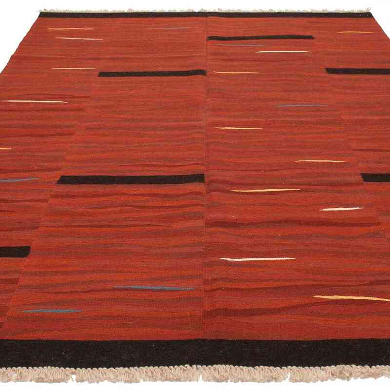 Rojo Nueva Alfombra Turca Kilim - 185 cm x 275 cm - K0033127