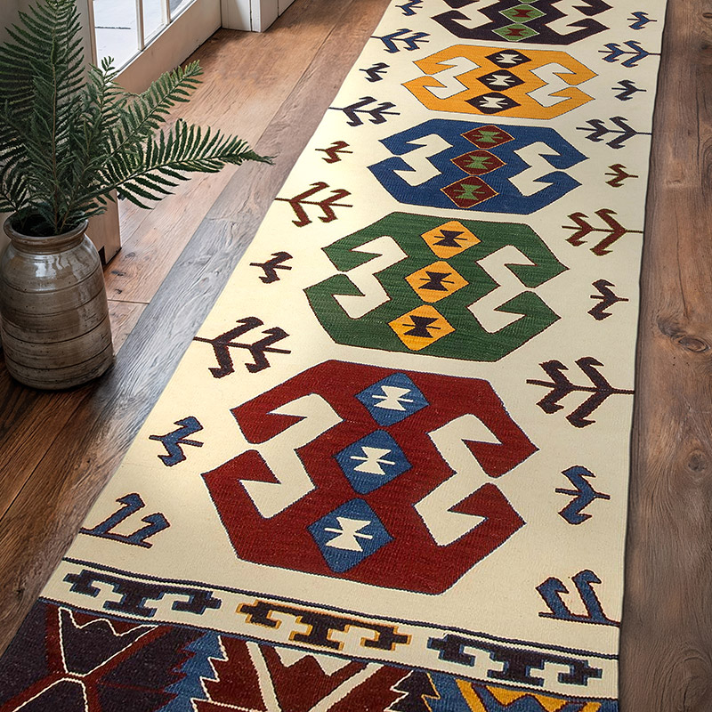 Multicolor New Turkish Kilim Runner - K0033130
