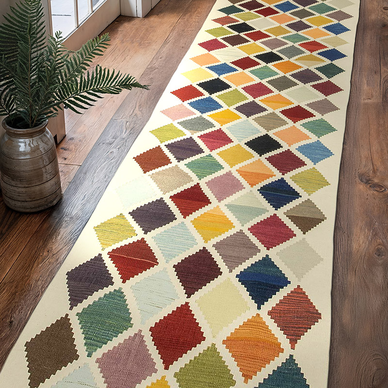 Multicolor New Turkish Kilim Runner - 2' 11" x 11'  (35" x 132") - K0033131