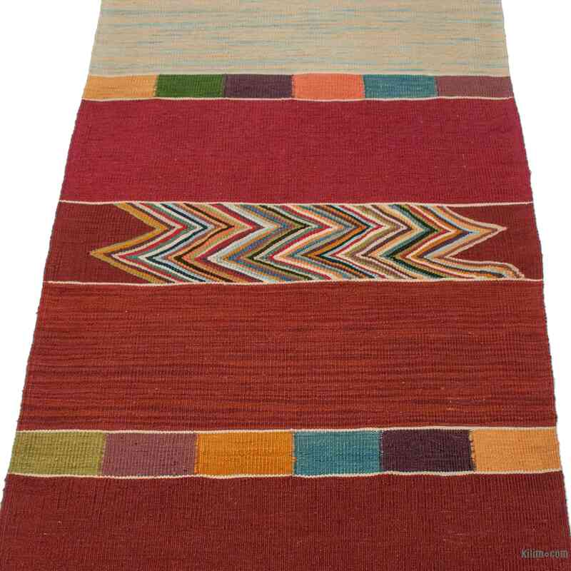 Red New Turkish Kilim Runner - K0033132