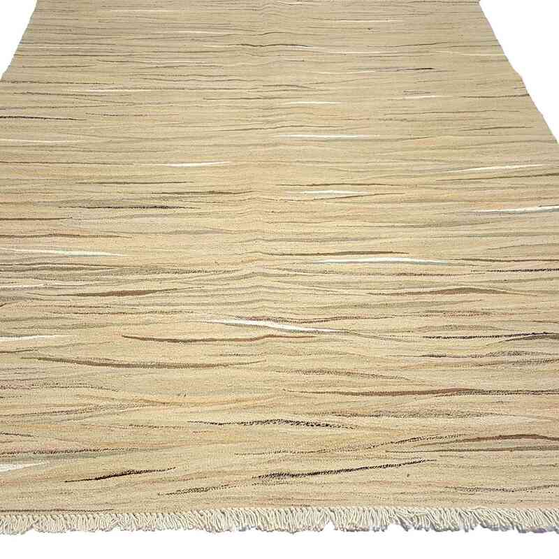 Beige, Marrón Nueva Alfombra Turca Kilim - 184 cm x 254 cm - K0033142