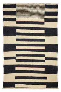 Negro, Beige Nueva Alfombra Turca Kilim