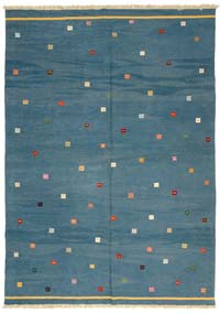 Blue New Handwoven Turkish Kilim Rug - 6' 9" x 9' 5" (81" x 113")