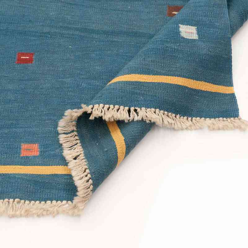 Azul Oscuro Nueva Alfombra Turca Kilim - 206 cm x 287 cm - K0033156
