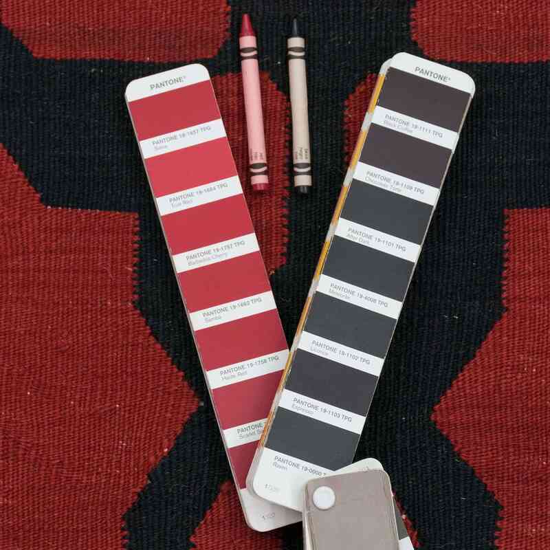 Kırmızı, Siyah Yeni El Dokuma Kilim - K0033158