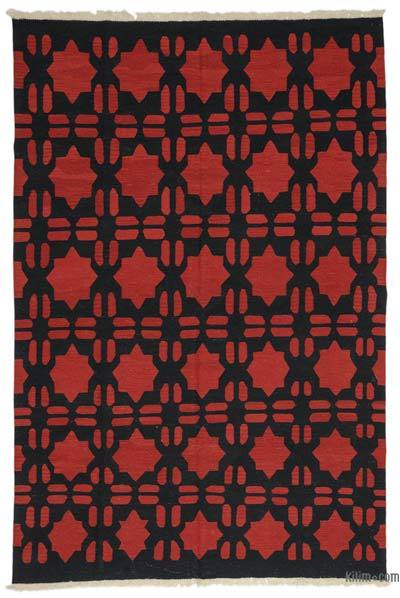 Kırmızı, Siyah Yeni Kök Boya El Dokuma Kilim