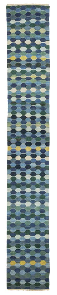 Blue, Green New Turkish Kilim Runner