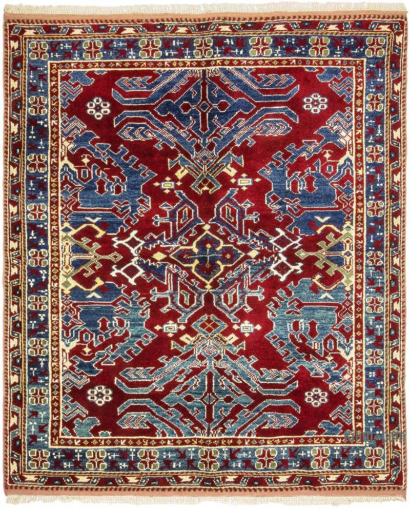Red, Blue New Turkish Pile Rug - 5' 5" x 6' 4" (65 in. x 76 in.) - K0033167