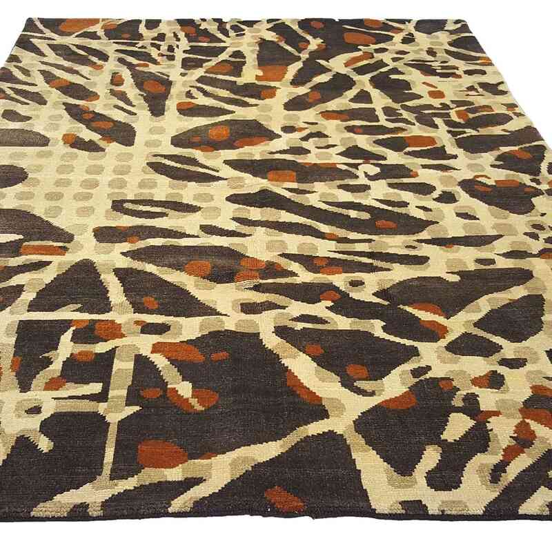 Marrón, Beige Nueva Alfombra Turca De Pila - 204 cm x 276 cm - K0033168