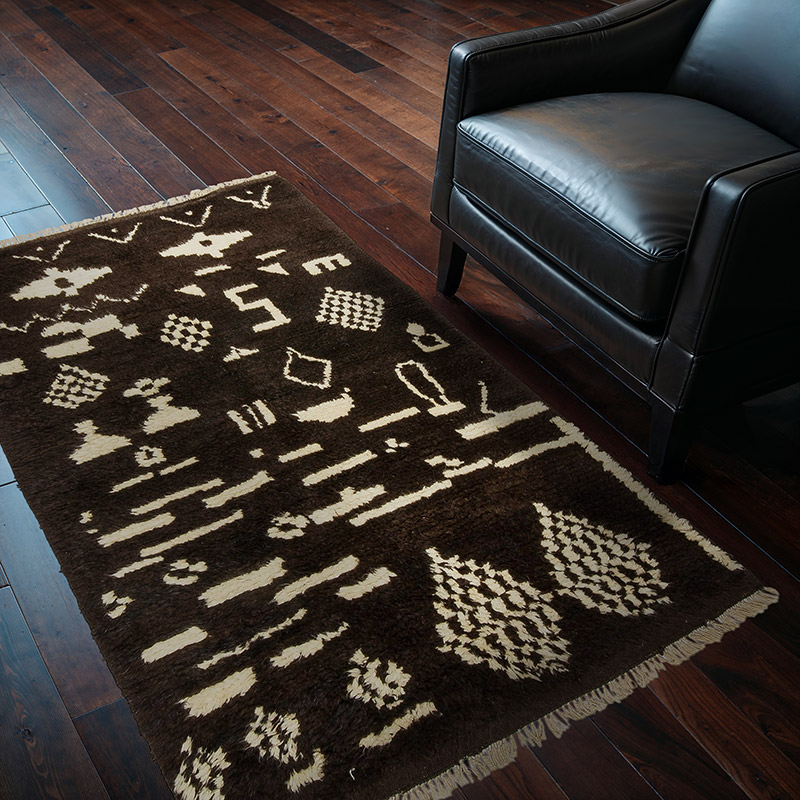 Kahverengi Yeni Fas Stili El Dokuma Tulu - 117 cm x 170 cm - K0033189