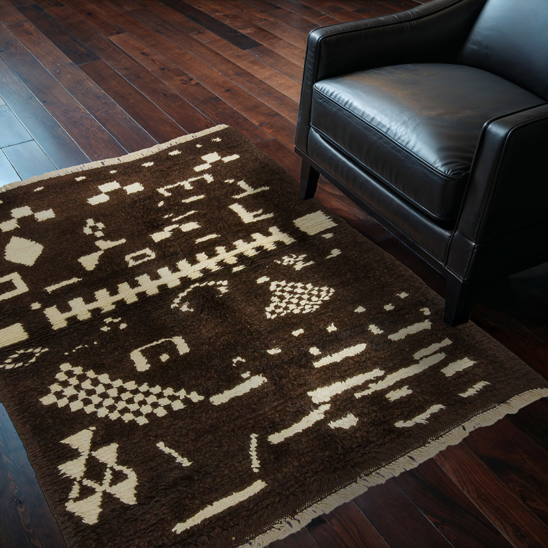 Kahverengi Yeni Fas Stili El Dokuma Tulu - 116 cm x 147 cm - K0033190