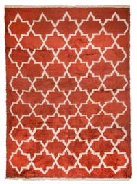 Kırmızı, Bej Yeni Fas Stili El Dokuma Tulu - 263 cm x 360 cm