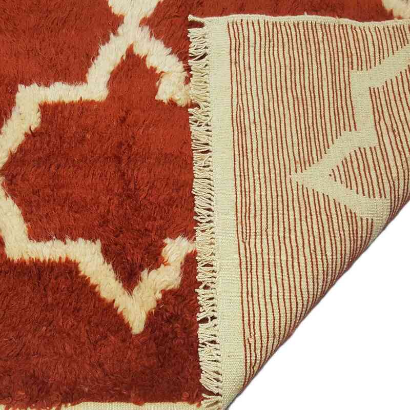 Red, Beige Moroccan Style Hand-Knotted Tulu Rug - 8' 8" x 11' 10" (104 in. x 142 in.) - K0033191