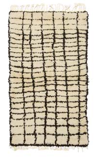 Beige, Brown New Moroccan Style Hand-Knotted Tulu Rug - 3' 3" x 5' 8" (39" x 68")