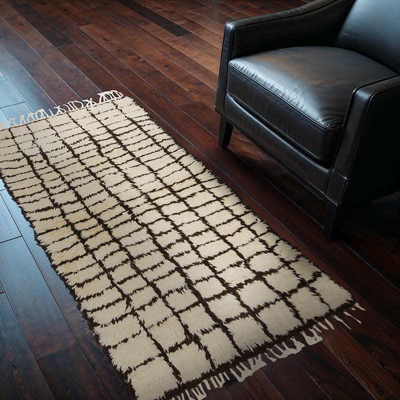 Beige, Marrón Alfombra "Tulu" de estilo marroquí anudada a mano - 100 cm x 172 cm - K0033194