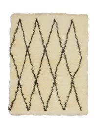 Beige, Brown New Moroccan Style Hand-Knotted Tulu Rug - 3' 10" x 4' 9" (46" x 57")