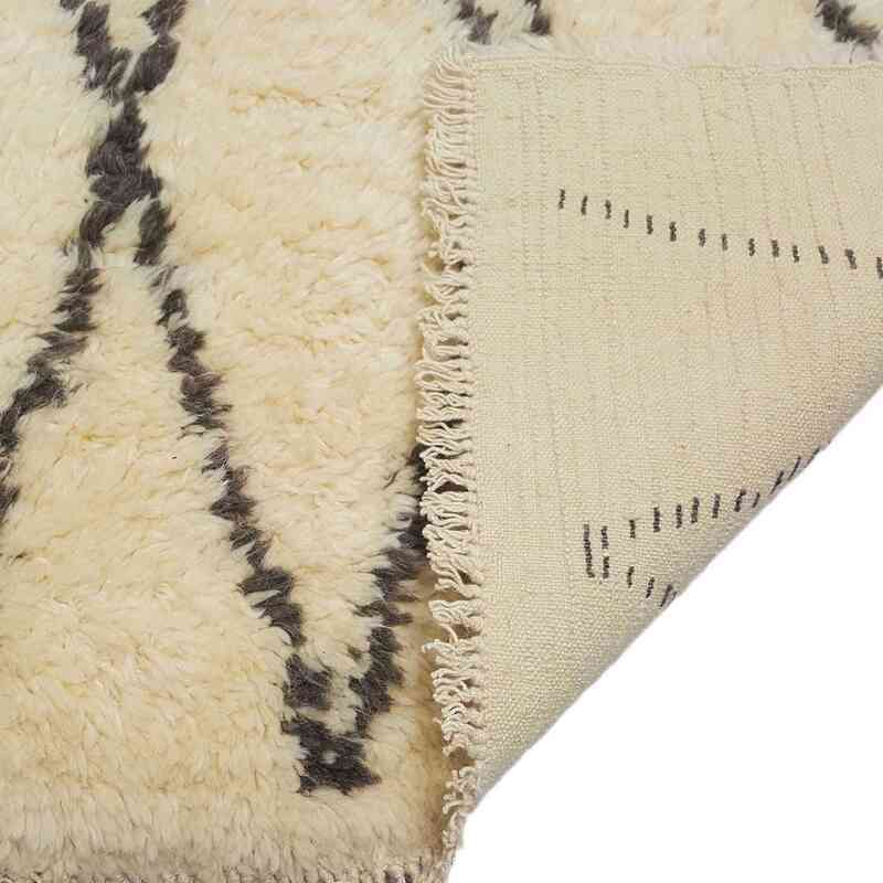 Beige, Brown New Moroccan Style Hand-Knotted Tulu Rug - 3' 10" x 4' 9" (46" x 57") - K0033195