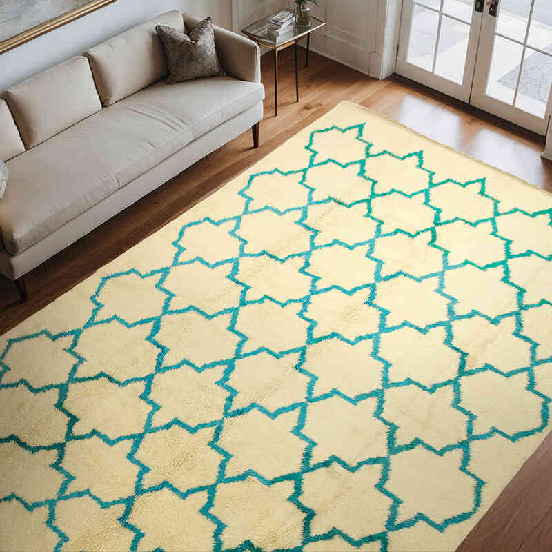 Beige New Moroccan Style Hand-Knotted Tulu Rug - 8' 8" x 12' 2" (104" x 146") - K0033200