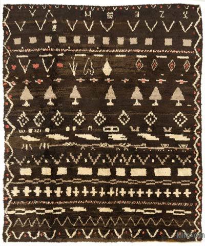 Kahverengi Fas Stili El Dokuma Tülü - 250 cm x 295 cm