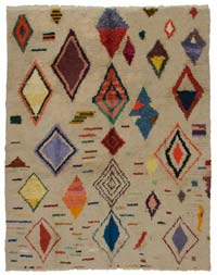 Multicolor New Moroccan Style Hand-Knotted Tulu Rug - 8' 11" x 11' 3" (107" x 135")