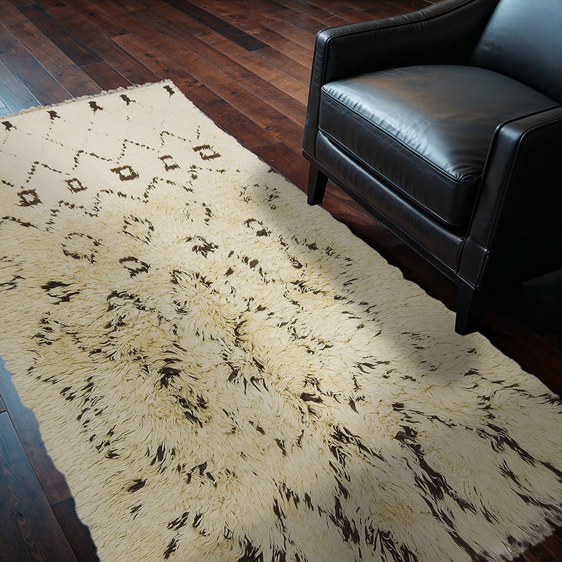 Bej, Kahverengi Yeni Fas Stili El Dokuma Tulu - 122 cm x 220 cm - K0033209