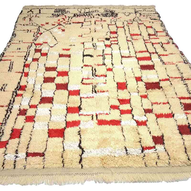Bej Yeni Fas Stili El Dokuma Tulu - 182 cm x 270 cm - K0033212