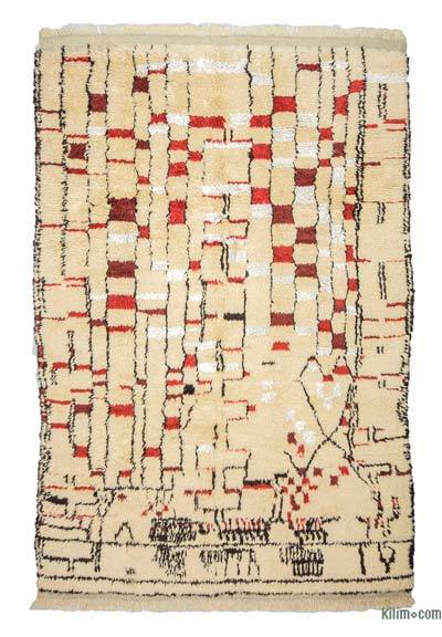 Beige Alfombra "Tulu" de estilo marroquí anudada a mano - 182 cm x 270 cm