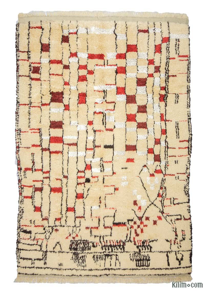 Bej Yeni Fas Stili El Dokuma Tulu - 182 cm x 270 cm - K0033212