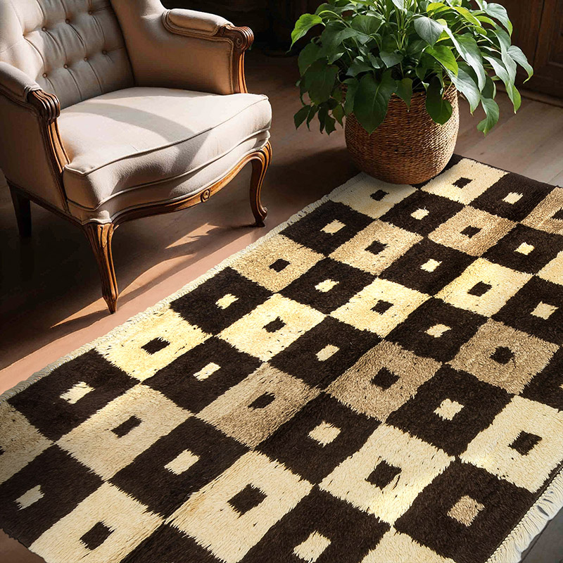 Marrón, Beige Nueva Alfombra Turca Tulu - K0033213