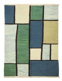 Green, Blue New Handwoven Turkish Kilim Rug - 4' 10" x 6' 5" (58" x 77")