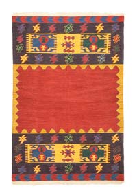 Kırmızı, Çok Renkli Yeni El Dokuma Kilim
