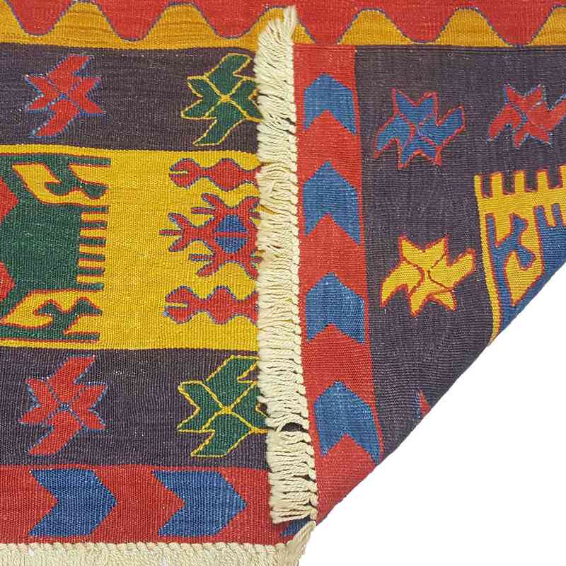 Kırmızı, Çok Renkli Yeni El Dokuma Kilim - K0033229