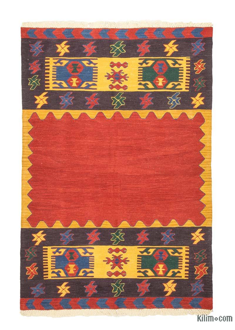 Kırmızı, Çok Renkli Yeni El Dokuma Kilim - K0033229