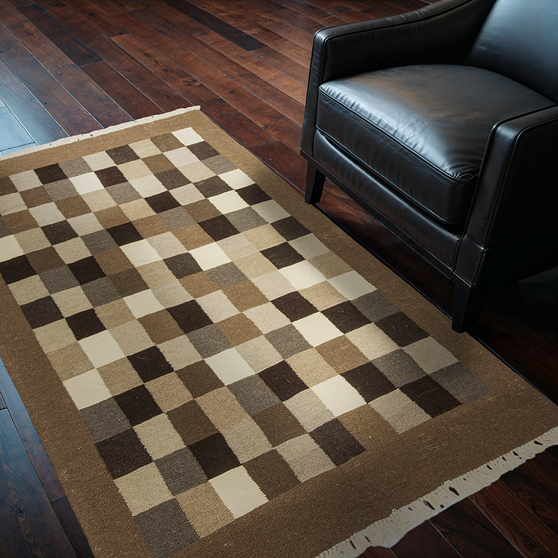 Brown New Handwoven Turkish Kilim Rug - 4' 1" x 6'  (49" x 72") - K0033235