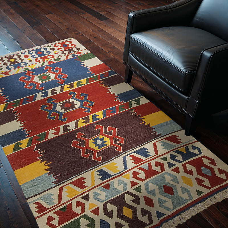 Çok Renkli Yeni Kök Boya El Dokuma Kilim - 125 cm x 197 cm - K0033237