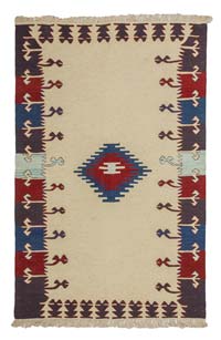 Beige, Multicolor New Handwoven Turkish Kilim Rug - 4'  x 6' 3" (48" x 75")