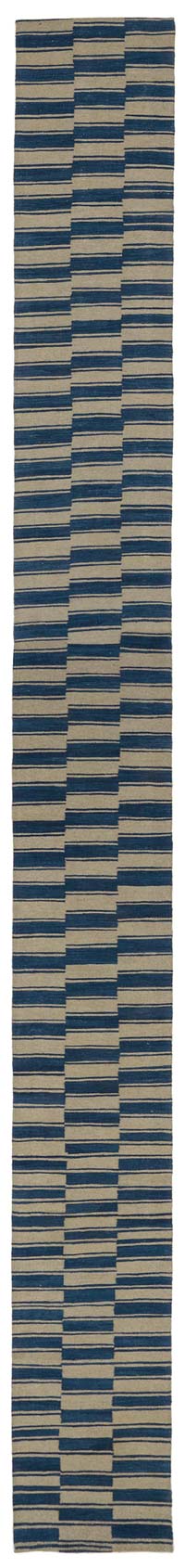 Beige, Blue New Turkish Kilim Runner