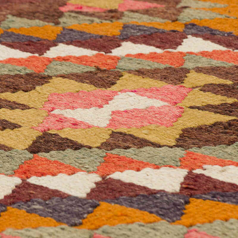 Çok Renkli Vintage Anadolu Kilim Yolluk - 90 cm x 373 cm - K0033756
