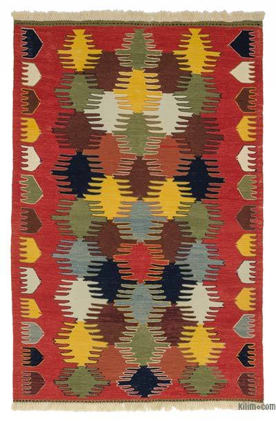 Çok Renkli Yeni Kök Boya El Dokuma Kilim - 126 cm x 186 cm