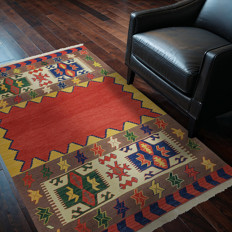 Çok Renkli Yeni Kök Boya El Dokuma Kilim - 127 cm x 178 cm - K0033784